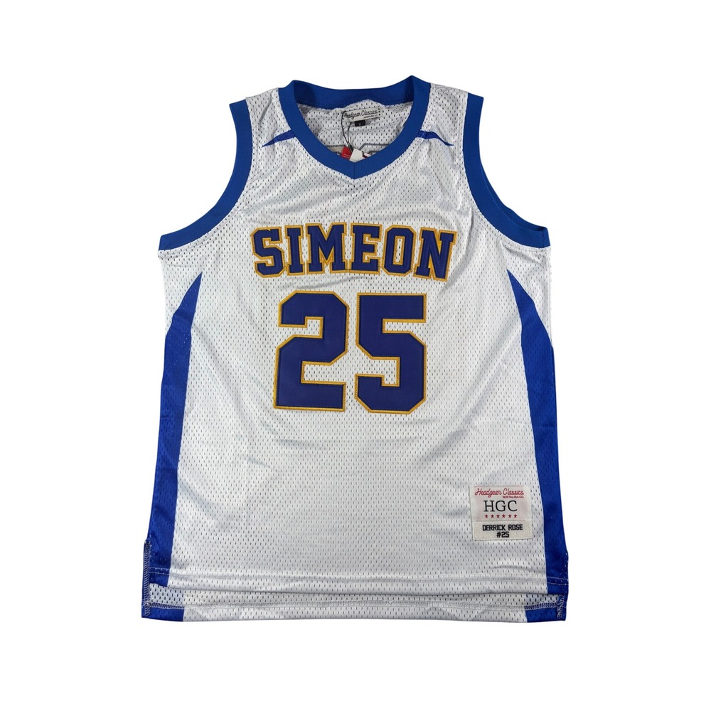 Headgear Classics Derrick Rose Simeon High School Jersey White Blue Small #25